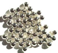 50 6mm Round Bright Silver Plated Beads (3.3mm hole)
